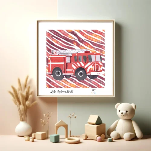 Muff Kids - Little Explorers' Fire Fighter No:6 Art Print Kids Poster