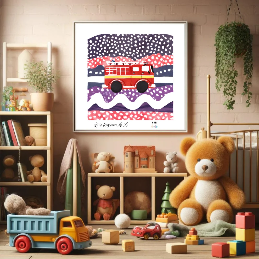 Muff Kids - Little Explorers' Fire Fighter No:7 Art Print Kids Poster
