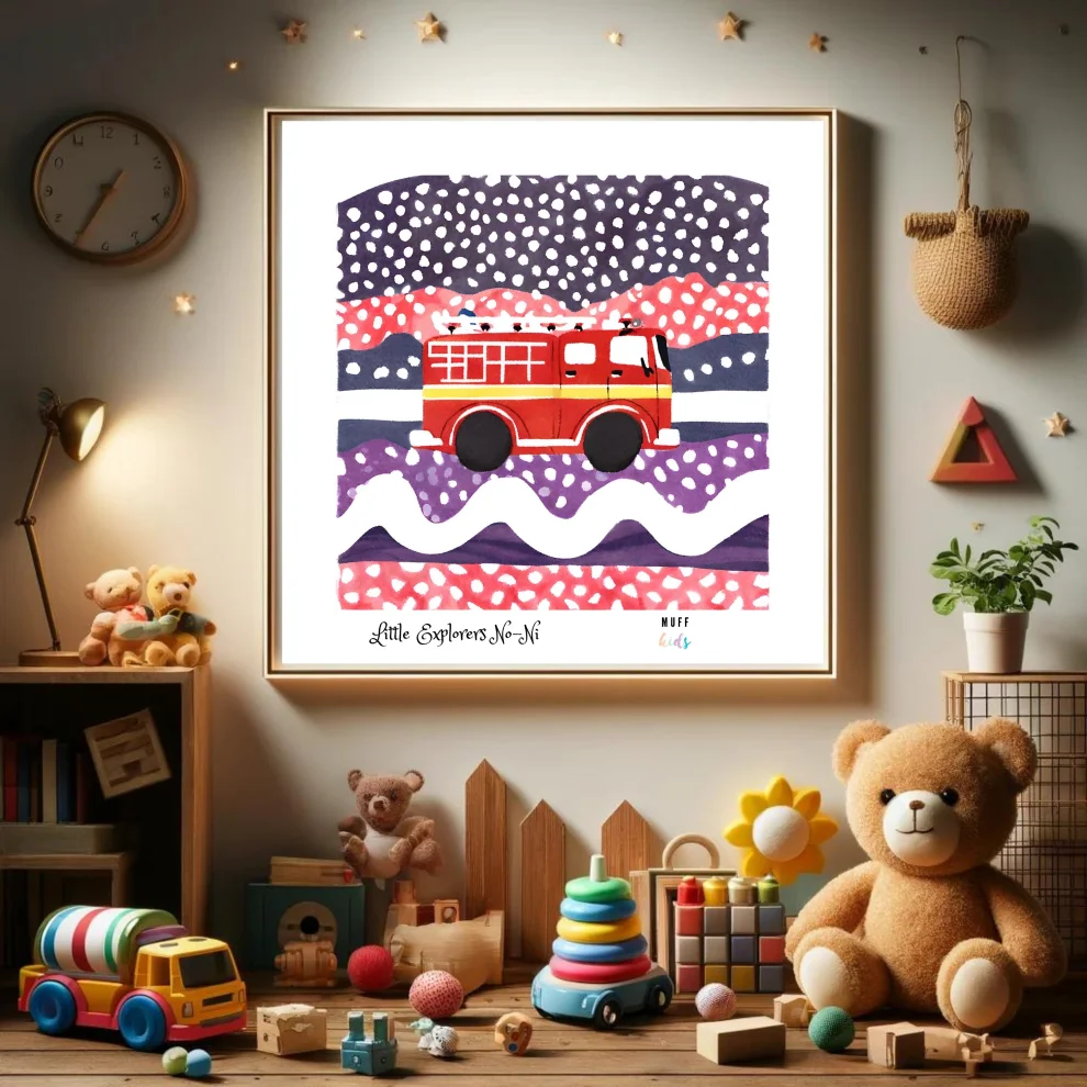 Muff Kids - Little Explorers' Fire Fighter No:7 Art Print Kids Poster