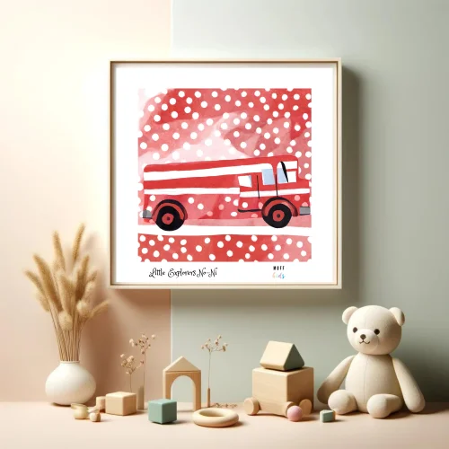 Muff Kids - Little Explorers' Fire Fighter No:8 Art Print Çocuk Posterleri