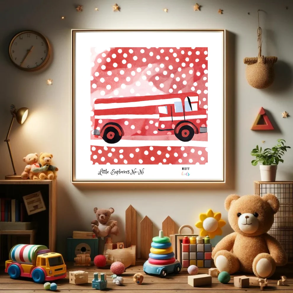 Muff Kids - Little Explorers' Fire Fighter No:8 Art Print Çocuk Posterleri