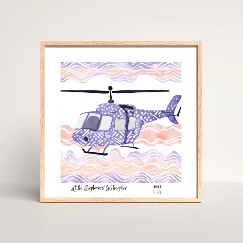 Muff Kids - Little Explorers' Helicopter No:1 Art Print Çocuk Posterleri