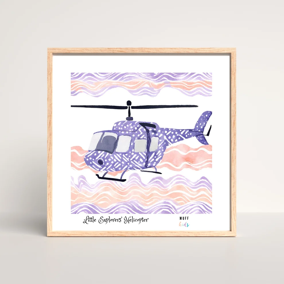 Muff Kids - Little Explorers' Helicopter No:1 Art Print Kids Poster