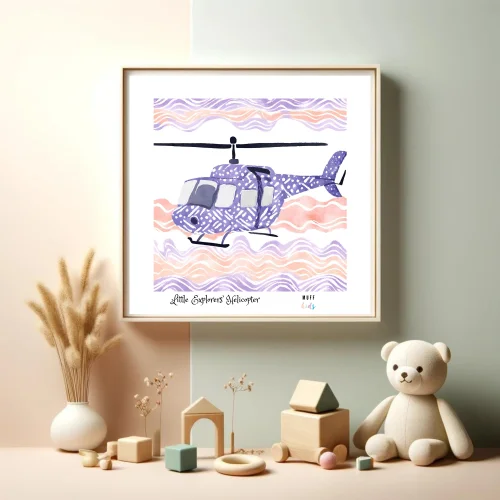 Muff Kids - Little Explorers' Helicopter No:1 Art Print Çocuk Posterleri