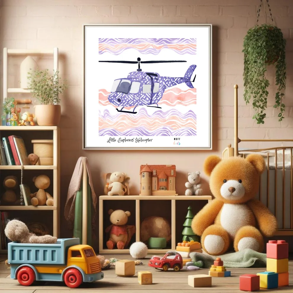 Muff Kids - Little Explorers' Helicopter No:1 Art Print Kids Poster