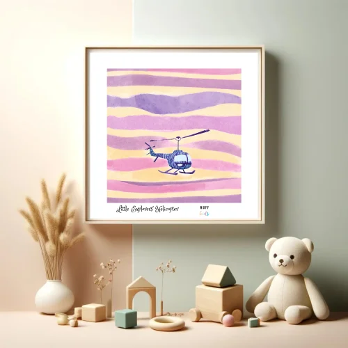 Muff Kids - Little Explorers' Helicopter No:2 Art Print Çocuk Posterleri