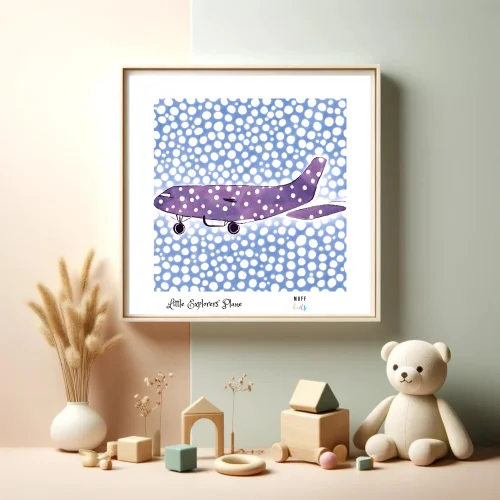 Muff Kids - Little Explorers' Plane No:2 Art Print Çocuk Posterleri