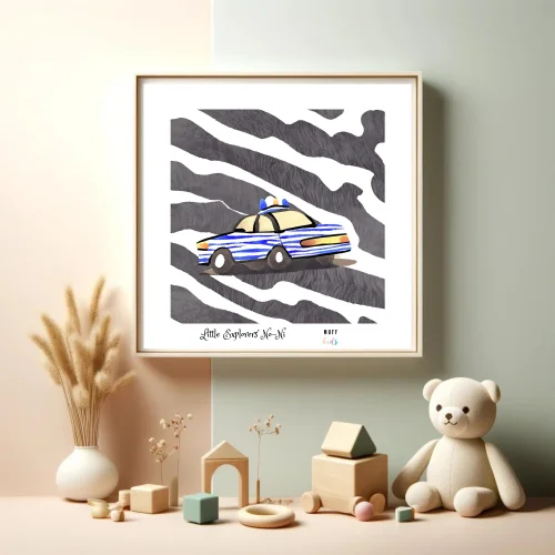 Muff Kids - Little Explorers' Police Car No:1 Art Print Kids Poster
