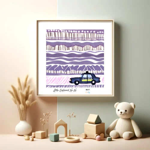 Muff Kids - Little Explorers' Police Car No:2 Art Print Çocuk Posterleri