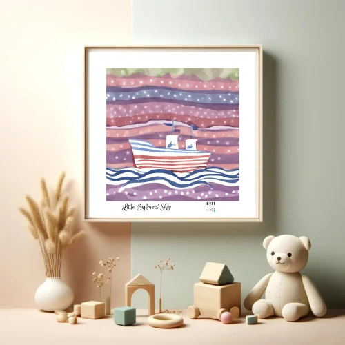 Muff Kids - Little Explorers' Ship No:1 Art Print Çocuk Posterleri