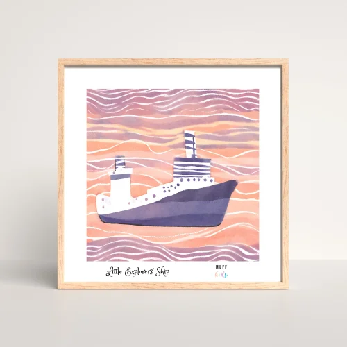 Muff Kids - Little Explorers' Ship No:2 Art Print Çocuk Posterleri