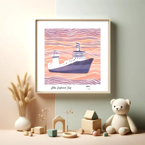 Muff Kids - Little Explorers' Ship No:2 Art Print Kids Poster