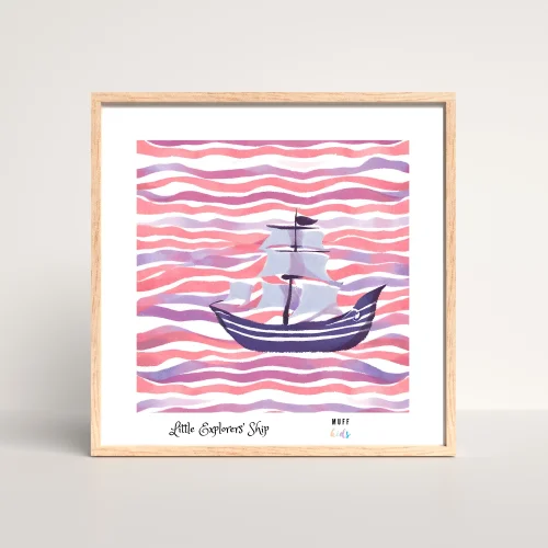 Muff Kids - Little Explorers' Ship No:3 Art Print Çocuk Posterleri