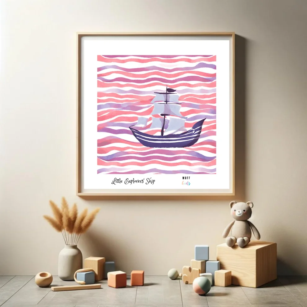 Muff Kids - Little Explorers' Ship No:3 Art Print Kids Poster