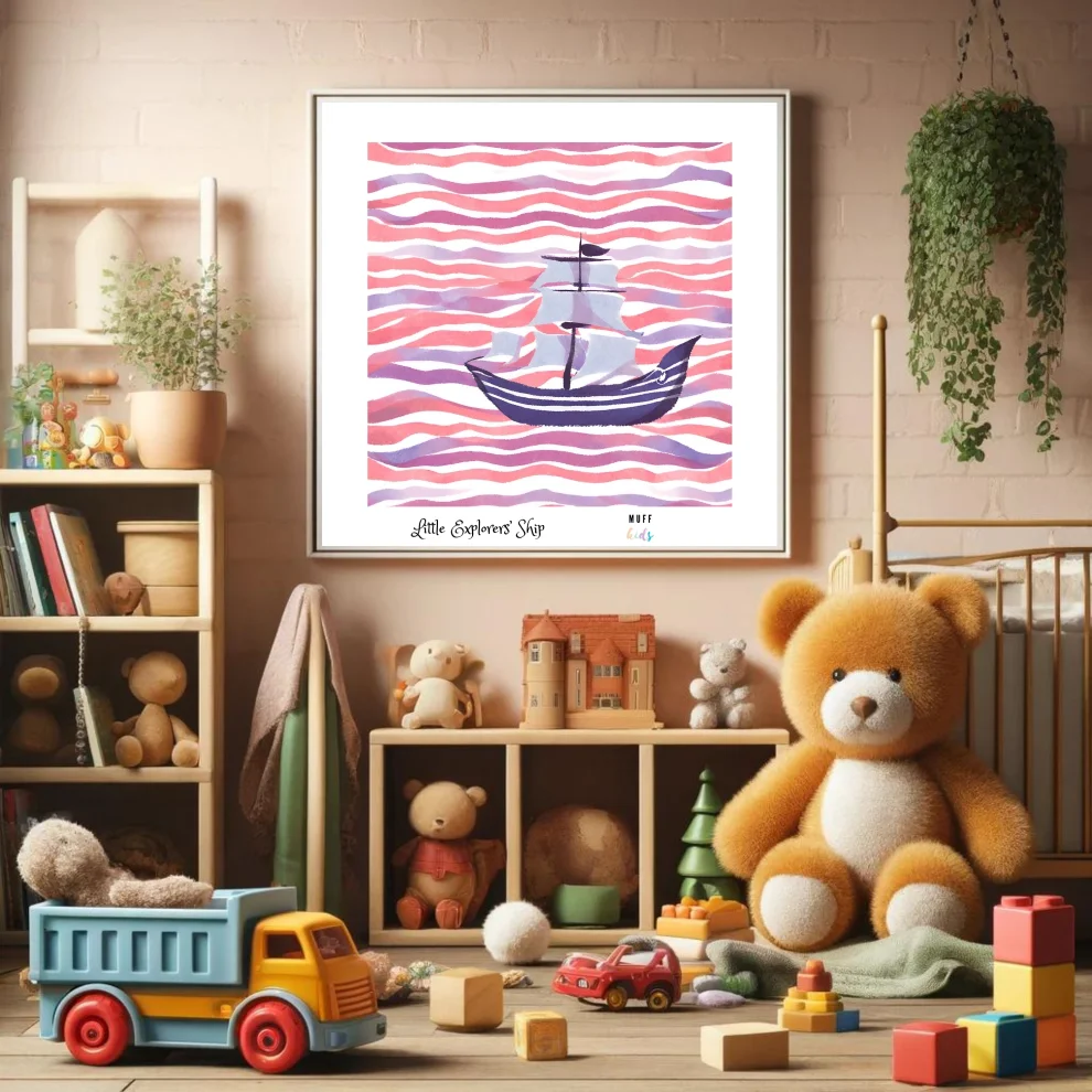 Muff Kids - Little Explorers' Ship No:3 Art Print Kids Poster