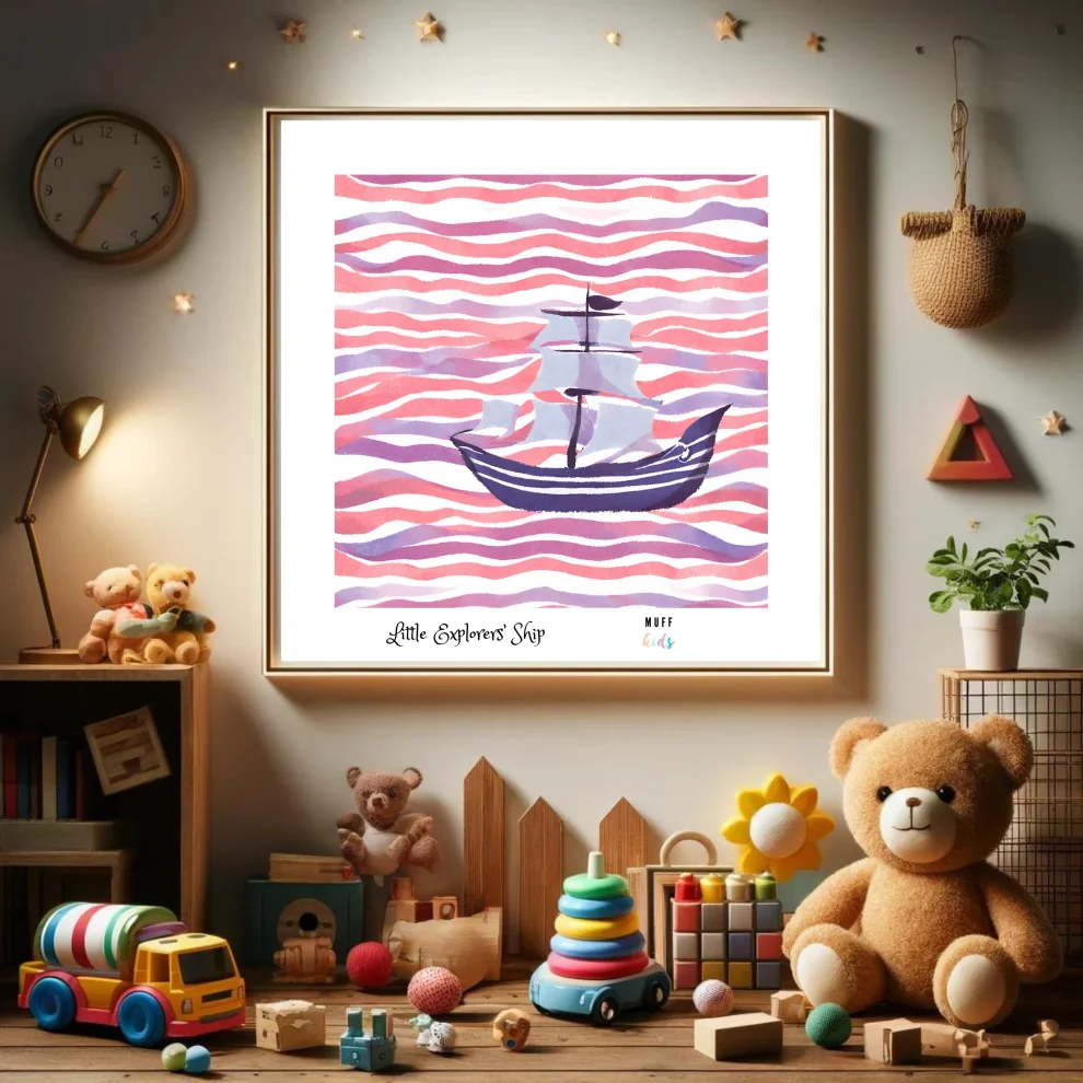 Muff Kids - Little Explorers' Ship No:3 Art Print Kids Poster