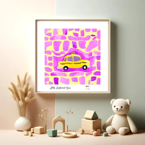 Muff Kids - Little Explorers' Taxi No:1 Art Print Çocuk Posterleri
