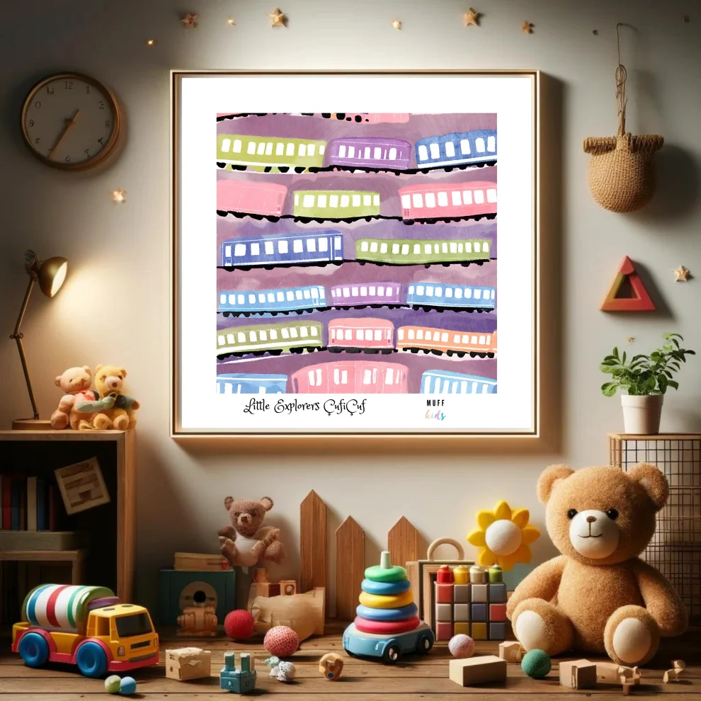 Muff Kids - Little Explorers' Train No:2 Art Print Kids Poster