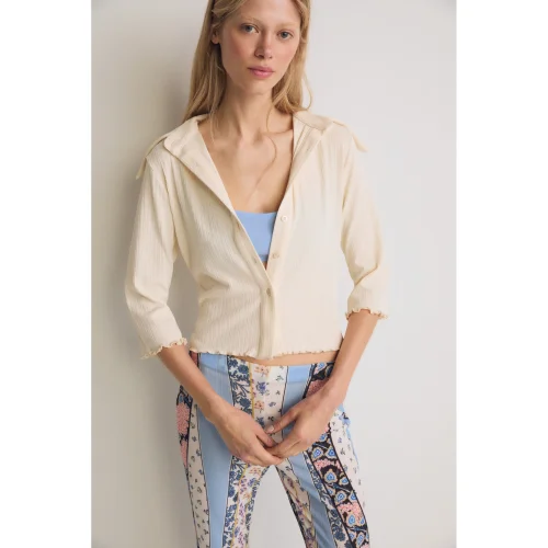 PILEA - Floral Patterned Knitted Trousers