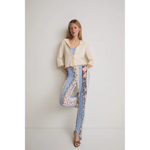 PILEA - Floral Patterned Knitted Trousers