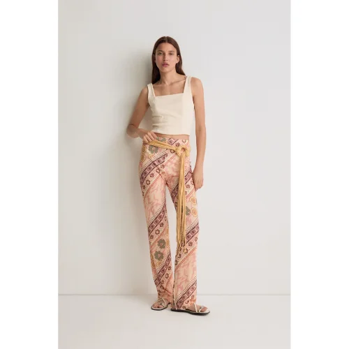 PILEA - Sorbet Ethnic Patterned Knitted Trousers