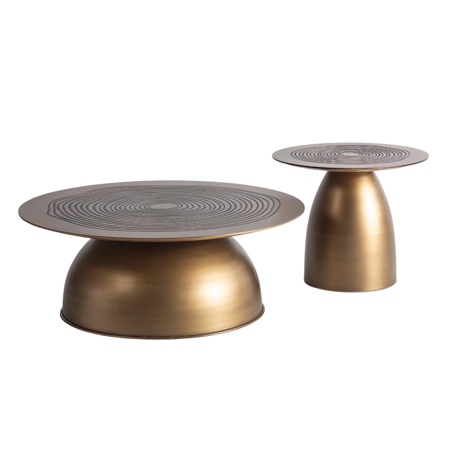 Palazzo Wooden Double Coffee Table Set Brass