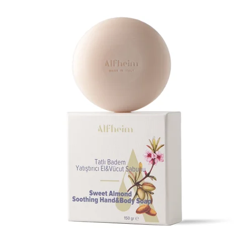 Alfheim Essential Oils & Aromatherapy - Sweet Almond Soothing Soap/ Hand And Body Soap/ Relaxes And Soothes/ Origin Italy/ 150 Gr