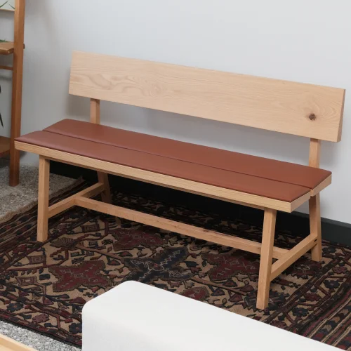 ANANAS - Pi Oak Upholstered Bench With Backrest