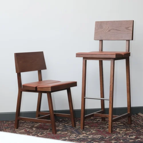 ANANAS - Pi Oak Upholstered Bar Chair With Backrest