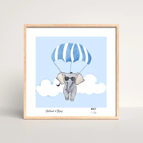 Muff Kids - Free Friends Flying Elephant Art Print Poster No:1