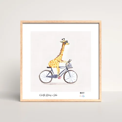 Muff Kids - Free Friends Giraffe Ride A Bike No:2 Art Print Poster