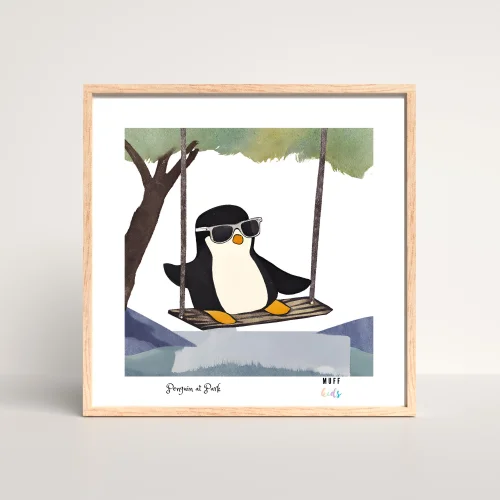 Muff Kids - Free Friends Happy Penguin Art Print Poster