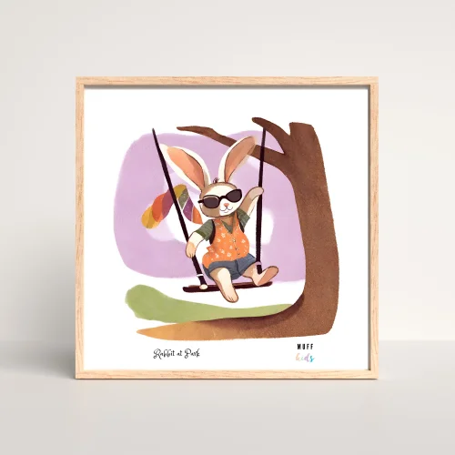Muff Kids - Free Friends Happy Rabbit Art Print Poster