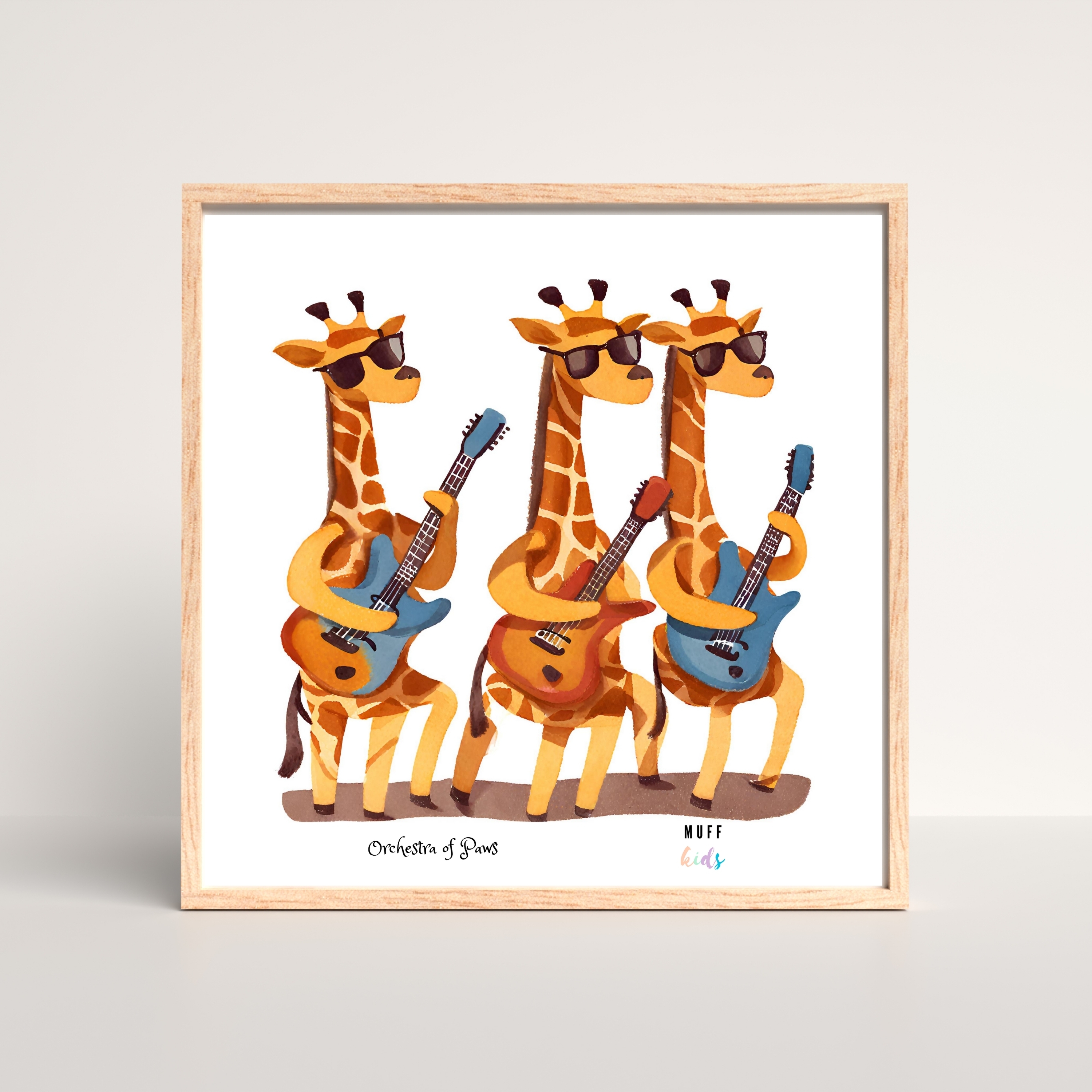 Free Friends Musician Giraffes Art Print Poster