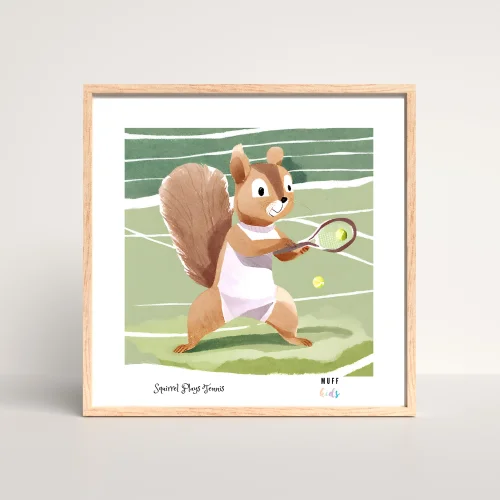 Free Friends Squirrel Play Tennis Art Print Poster