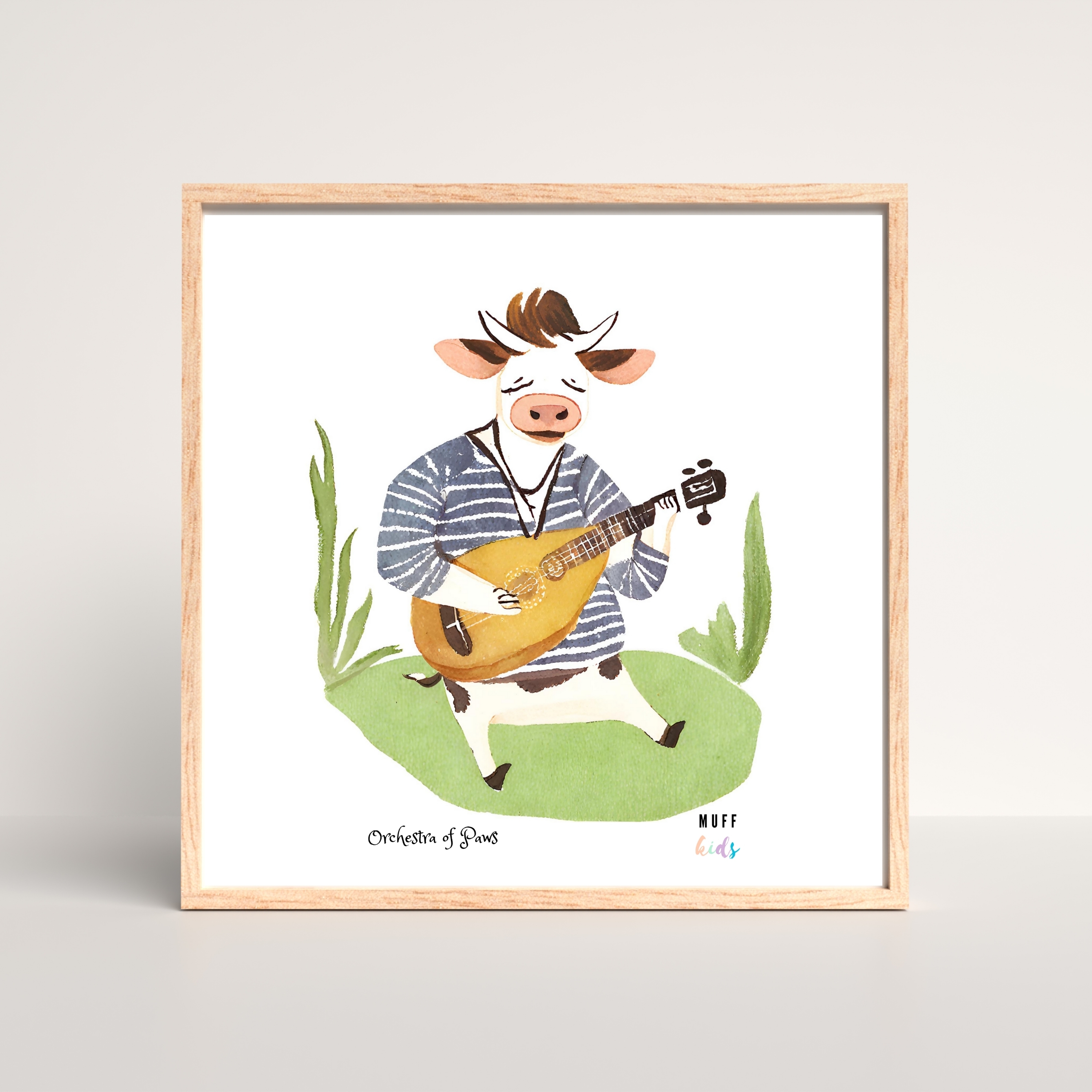 Free Friends Guitar Cow Art Print Poster No:1