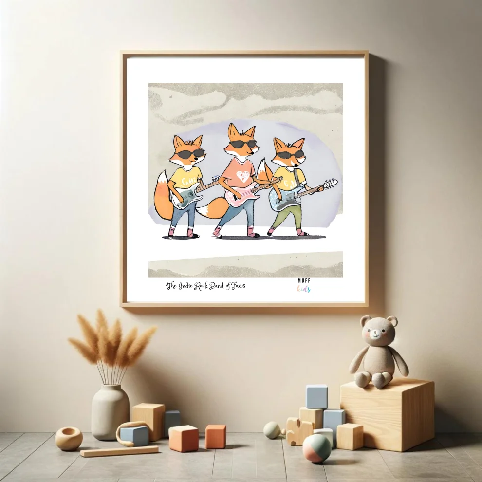 Muff Kids - The Indie Rock Band Of Foxes No:1 Art Print Poster