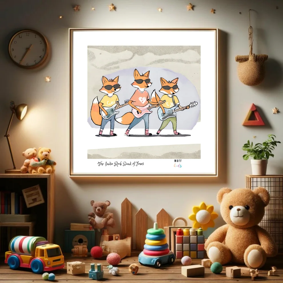 Muff Kids - The Indie Rock Band Of Foxes No:1 Art Print Poster