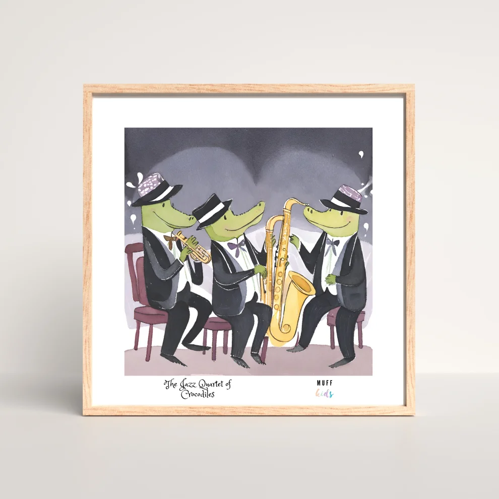 Muff Kids - The Jazz Quartet Of Crocodiles Art Print Çocuk Odası Posteri