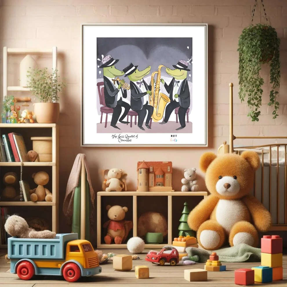 Muff Kids - The Jazz Quartet Of Crocodiles Art Print Çocuk Odası Posteri