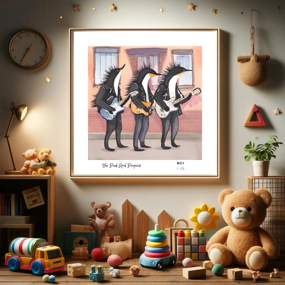 Muff Kids - The Punk Rock Penguins Art Print Çocuk Odası Posteri