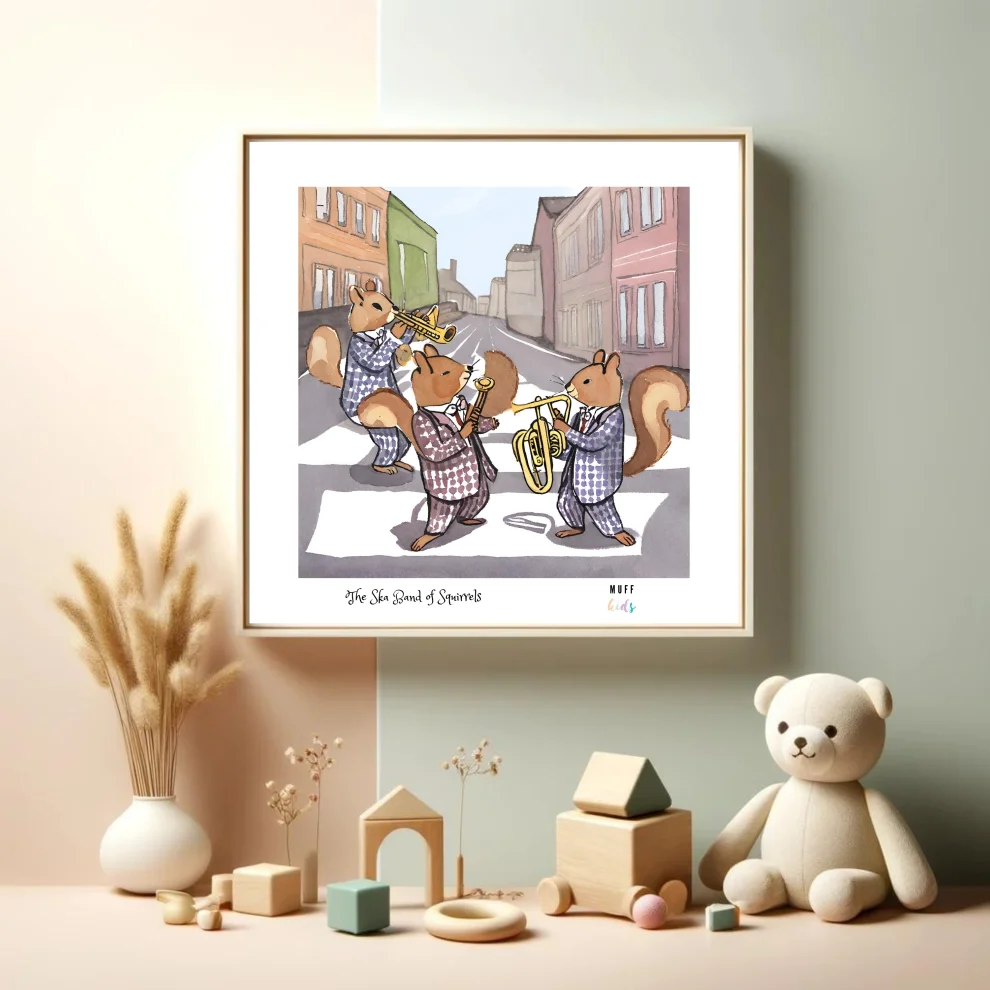 Muff Kids - The Ska Band Of Squirrels Art Print Çocuk Odası Posteri