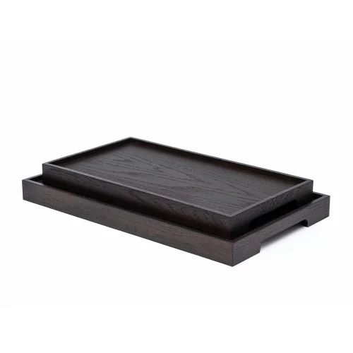 ANANAS - Edge Black Tray Set Black Rectangular