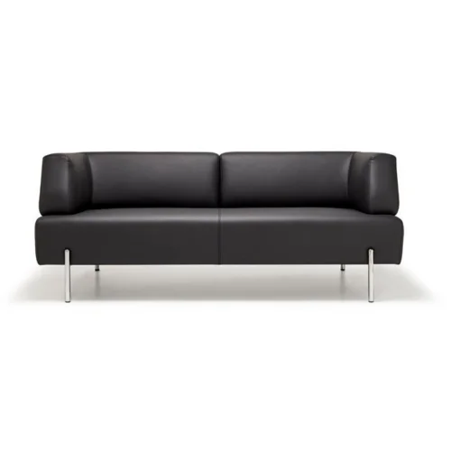 Bekaliving - Otto Double Sofa Metal Leg Office Waiting Armchair Leather