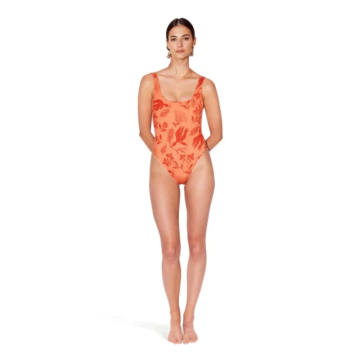 Paume - One-piece Swimsuit In Sunset Pattern