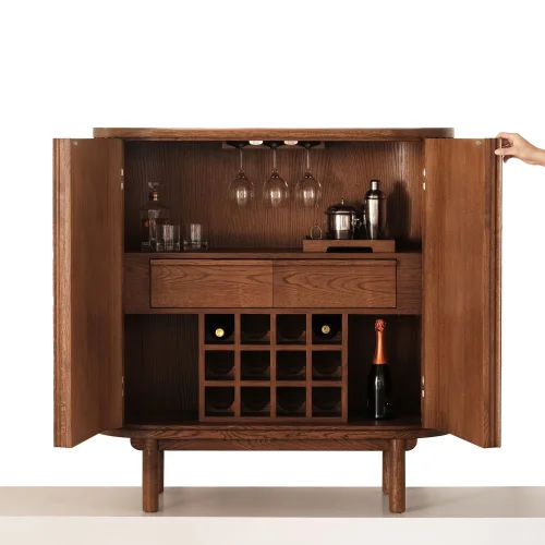 ANANAS - Docia Bar / Kokteyl Cabinet, Oak, Slatted