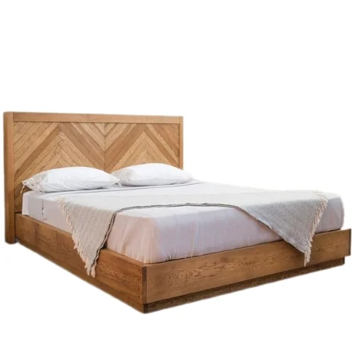 ANANAS - Herringbone  Double Bedstead, Solid Oak