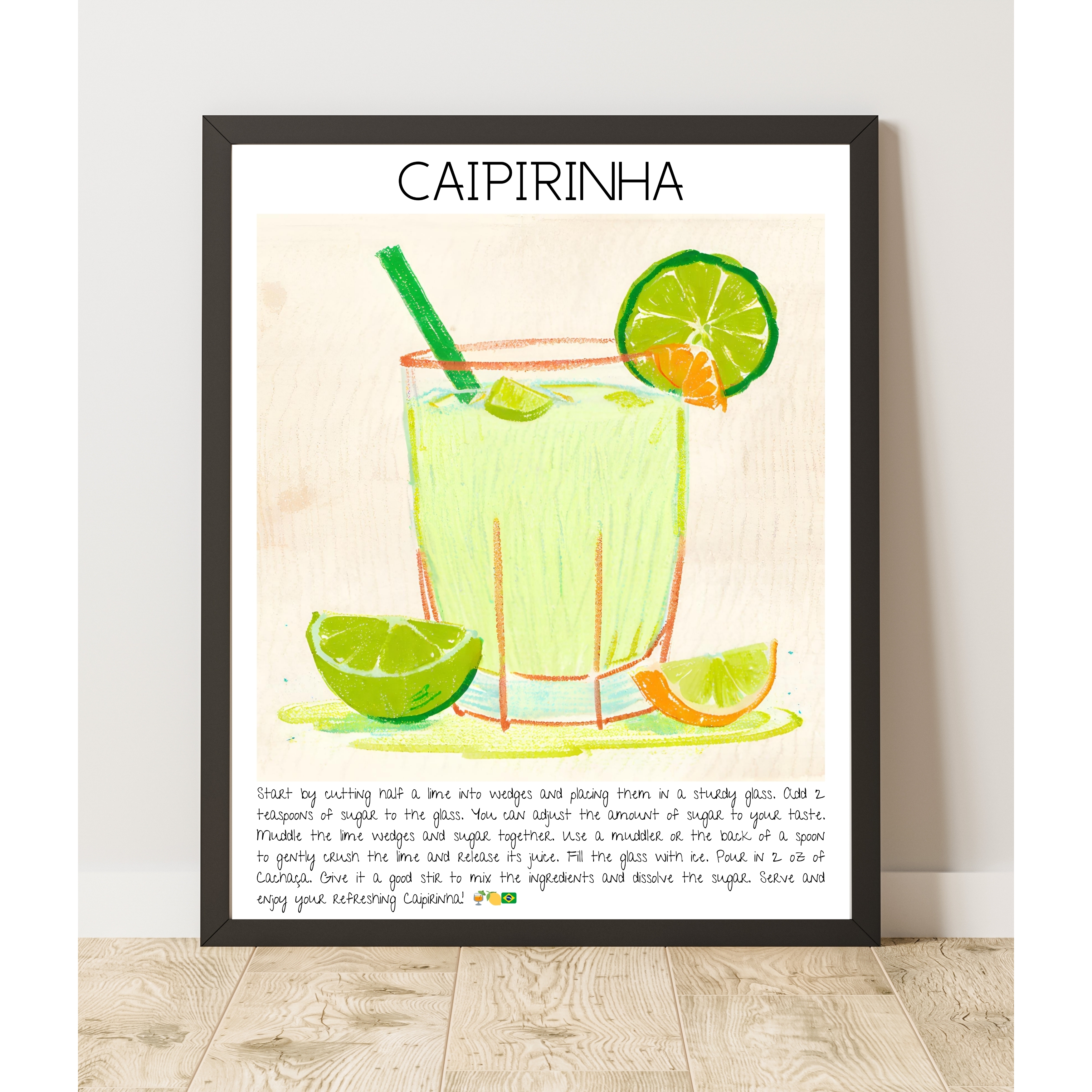 Caipirinha Cocktail Art Print Design Poster No:1