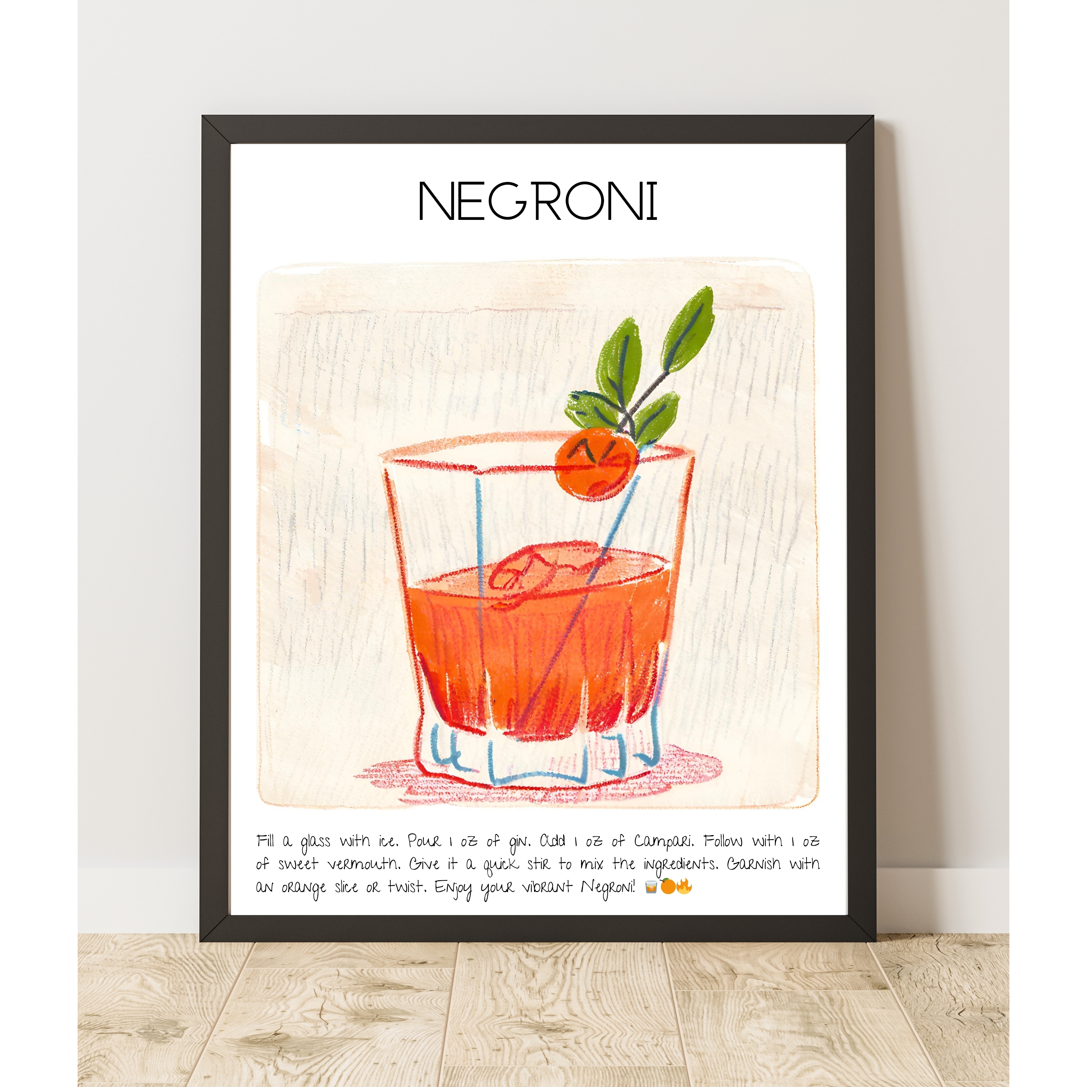 Negroni Cocktail Art Print Design Poster No:1