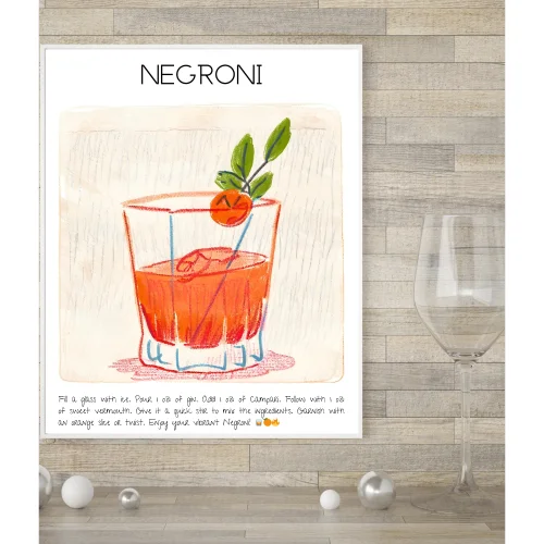 Muff Atelier - Negroni Cocktail Art Print Poster No:1